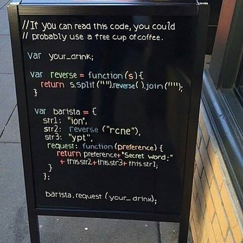 Coffee shop code sign